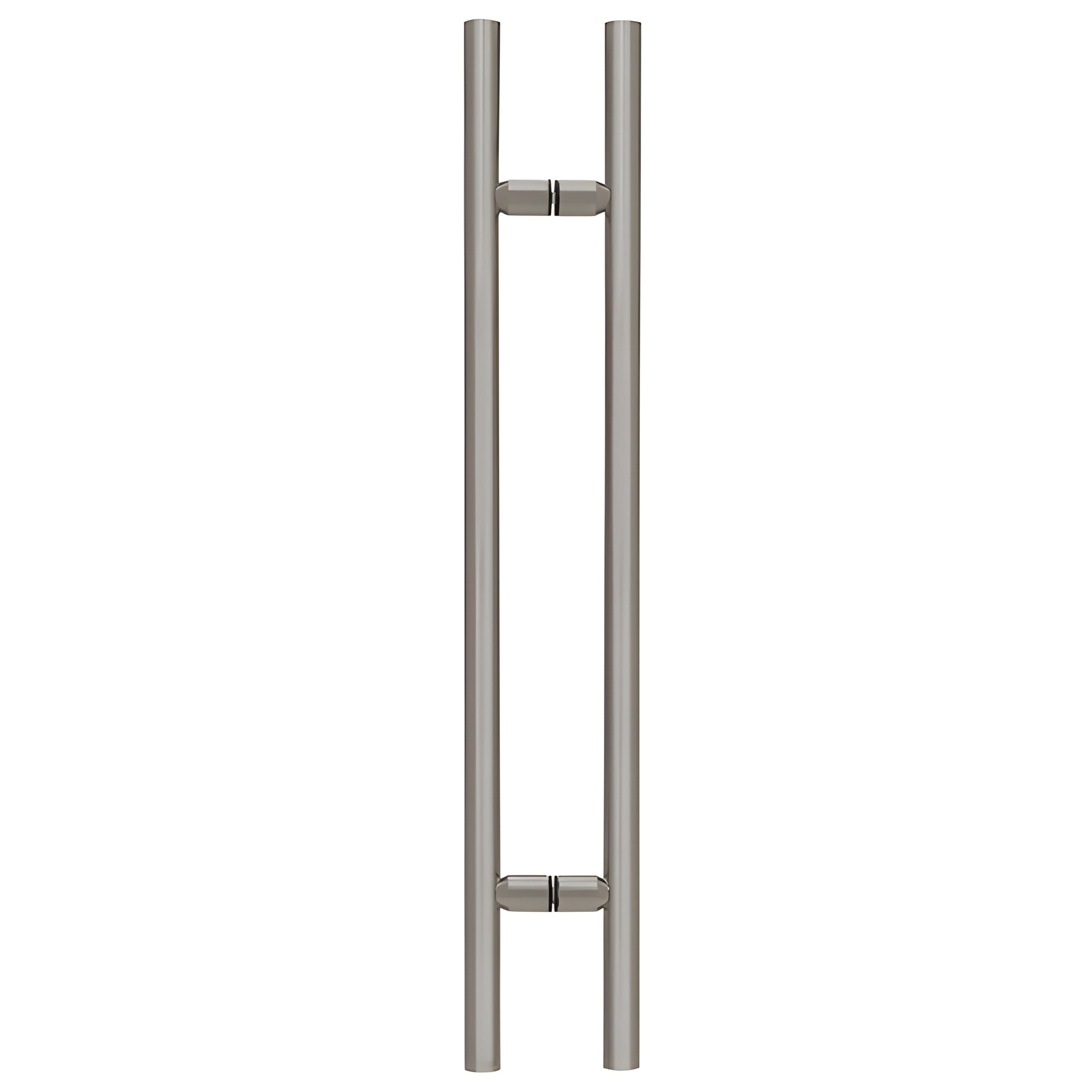 LP48BN brushed nickel ladder-style 48 in tubular shower door pull, 1-1/4 in brass, back-to-back glass mount