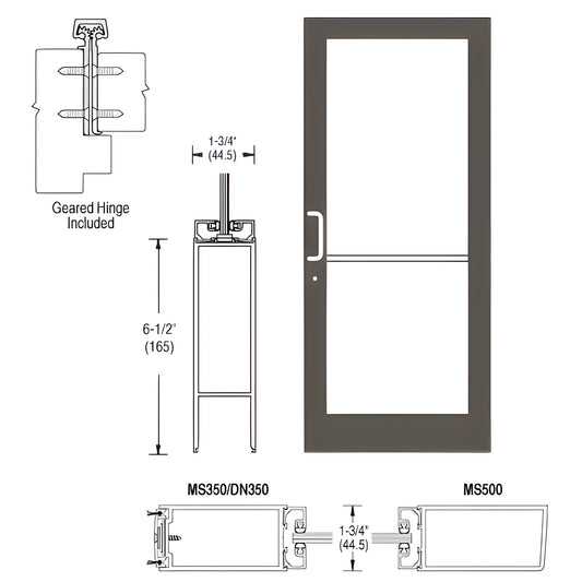 DC42822LA36 black bronze anodized 36x84 door leaf, medium stile; geared hinge, three-point lock, push-pull.