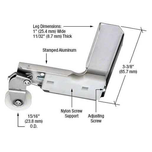CRL Stamped Aluminum Corner Insert w/ 15/16" Nylon Roller for Jim Walters Sliding Door