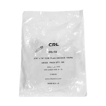 Blue diamond plastic screw anchor, 5 mm drill / 22 mm long, fits #8-10 screws, SKU 08210