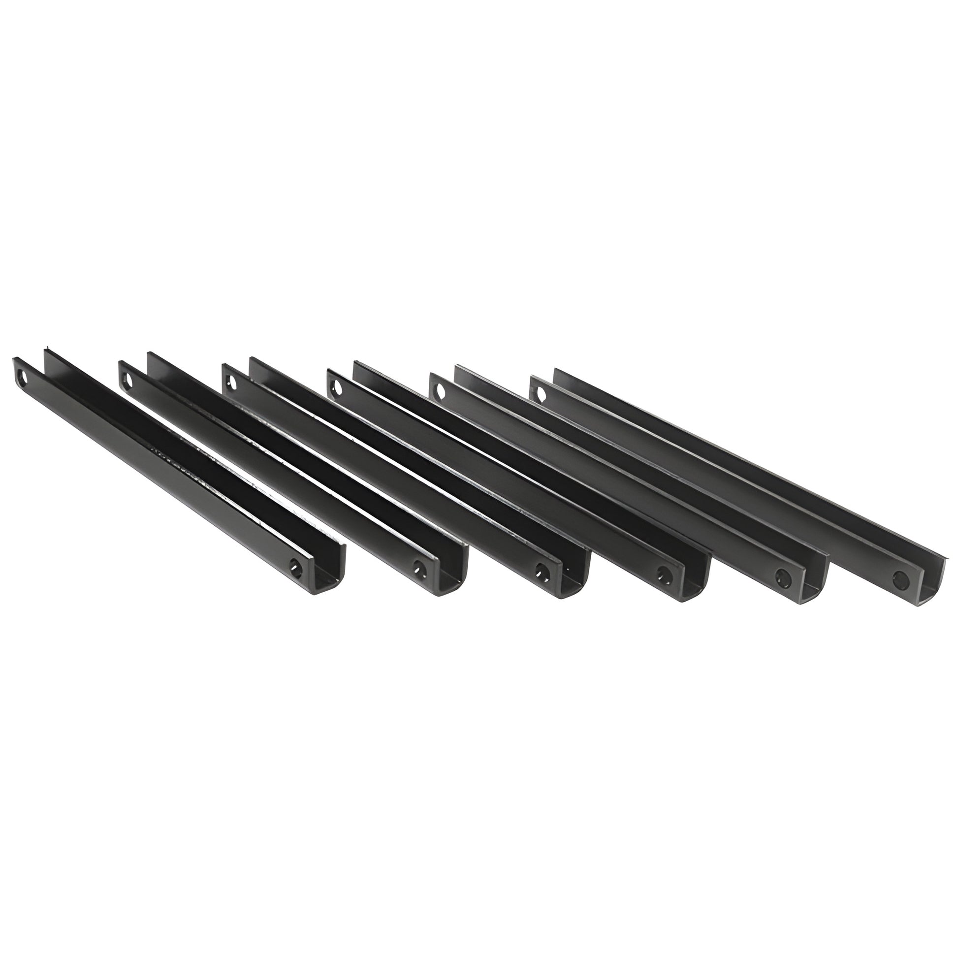 PST2 matte black zinc-plated steel stanchions (pack of six) for AWS windscreen posts, U channel with mounting holes