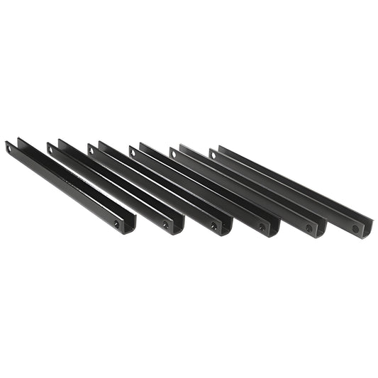 PST2 matte black zinc-plated steel stanchions (pack of six) for AWS windscreen posts, U channel with mounting holes