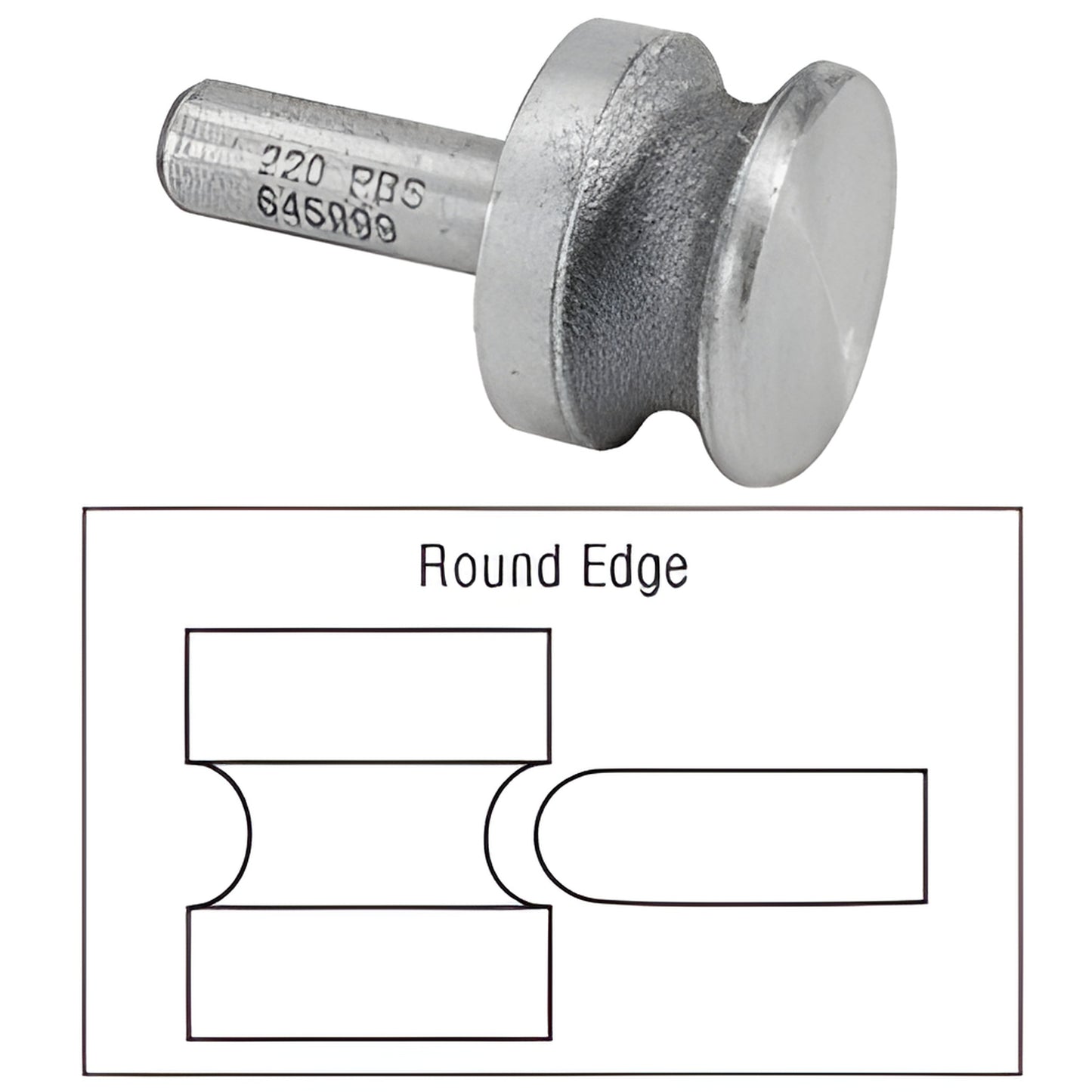 DRB14 diamond grinding bit, 220 grit round-edge profile for 3/16-1/4 (5-6mm) glass edging