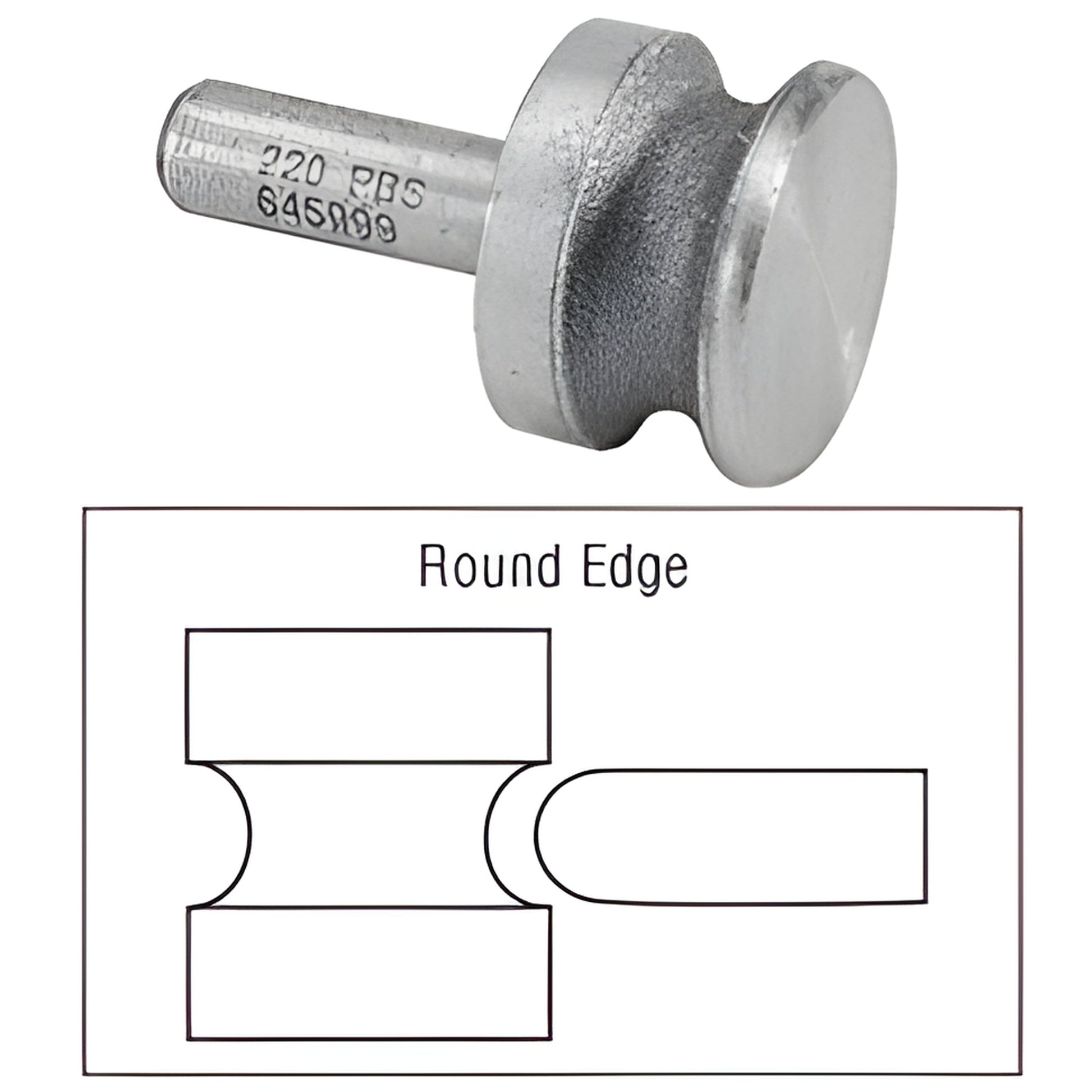 DRB14 diamond grinding bit, 220 grit round-edge profile for 3/16-1/4 (5-6mm) glass edging