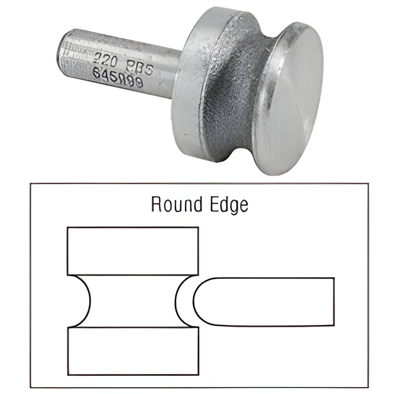 DRB14 diamond grinding bit, 220 grit round-edge profile for 3/16-1/4 (5-6mm) glass edging