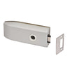 Clear-anodized 304 stainless steel glass-mounted keyed latch (SKU PTH312A) for 3/8"-1/2" (10-12mm) tempered glass doors.