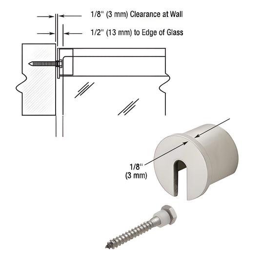 GRRF15 stabilizing end cap, brushed 316 stainless steel, includes 1/4" lag screw, fits GRRF15 roll form cap rails