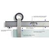 Brushed stainless sliding door hardware with hubless round wheel for 3/8-1/2" glass - SKU LAT34S0LBS