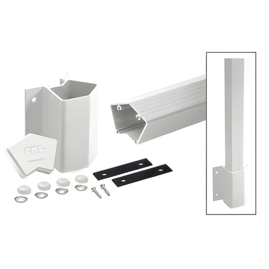 CRL 100 Series white aluminum 135 fascia mount post kit with bracket, cap, bolt covers and hardware - SKU 1FP542KW
