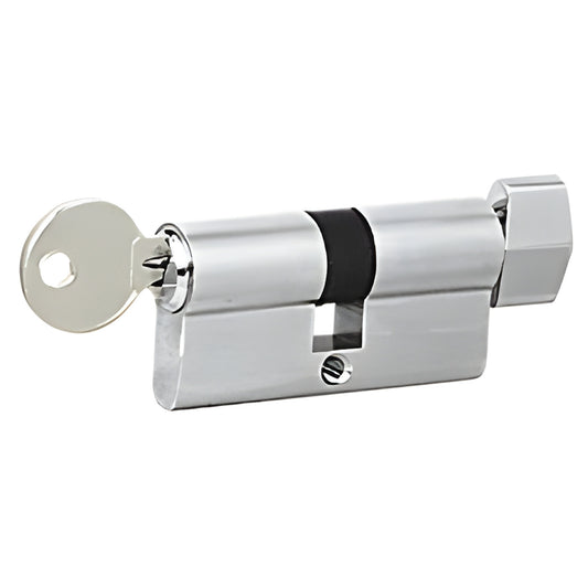 EC3BS brushed stainless steel extended-length Euro cylinder lock with thumbturn and key