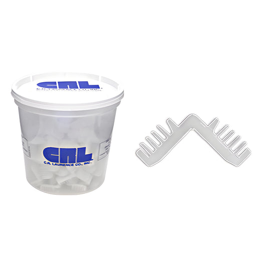 CRL white nylon corner keys SKU 6271A - bucket of 100 with single 11/16 in. corner spacer piece