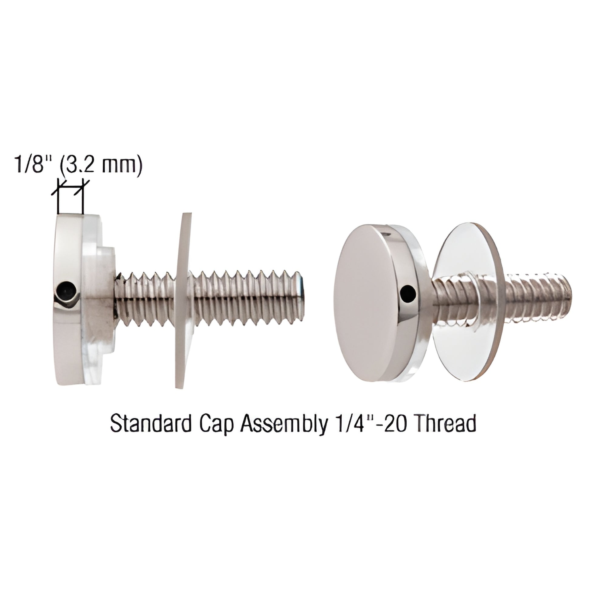 CRL CAP34CH polished chrome standoff cap assembly, 3/4" diameter, 1/4-20 threaded brass cap with screw and washer