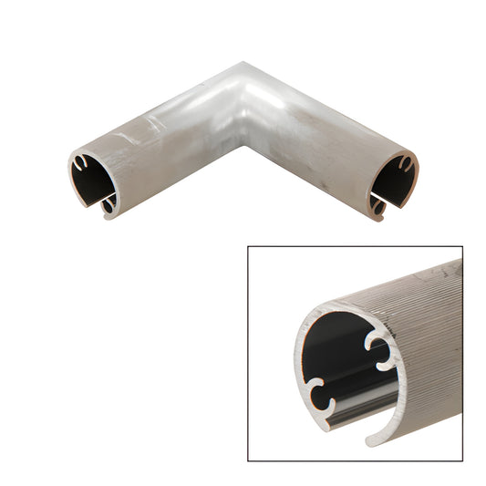 HRH1590M mill aluminum 90 handrail angle connector, slip-in profile for HRH15 tubing