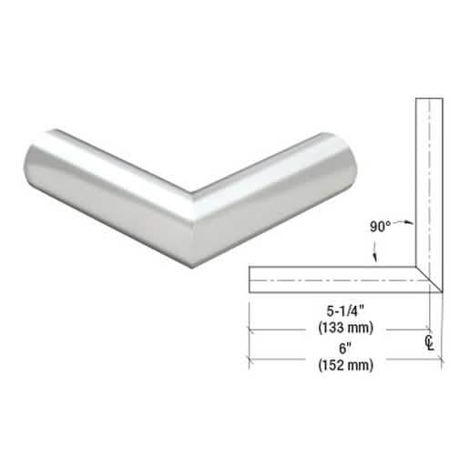 CRL Polished Stainless Steel 90° Corner - Durable 1-1/4" Schedule 40 Steel Fitting