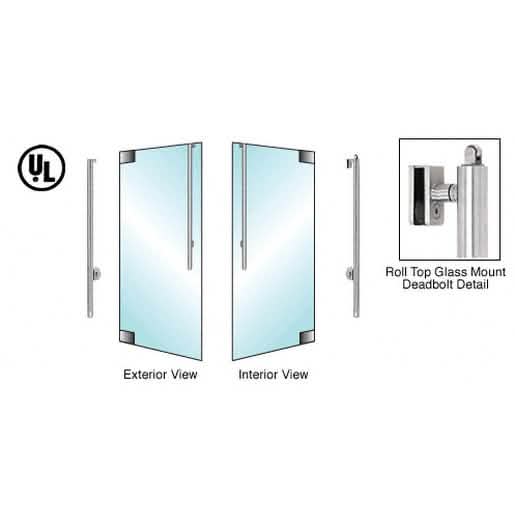Brushed stainless left hand reverse roll top glass mount deadbolt handle, CRL-Blumcraft®