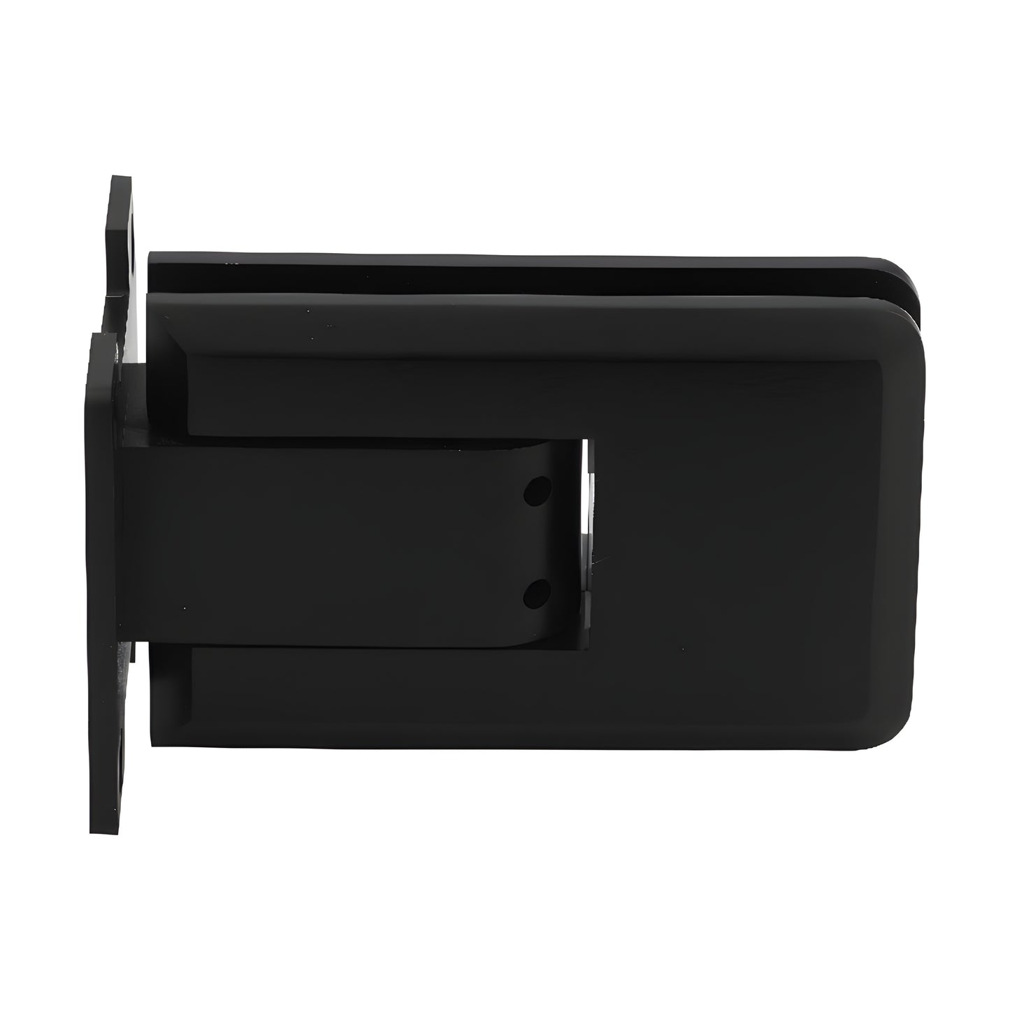 Matte black Atlas self-centering wall hinge for 8-12mm tempered glass doors (SKU: ATL01MBL)
