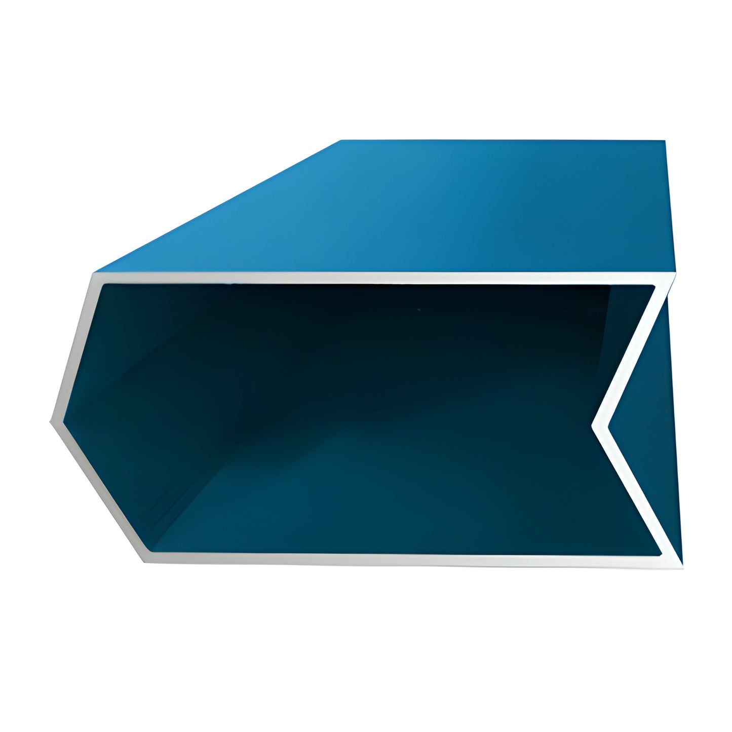 Blue painted 6063-T5 aluminum extrusion profile (Custom Kynar finish), hollow hexagonal glazing section - SKU 0G73571