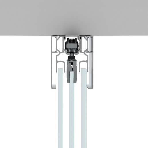 CRL70 Satin Anodized Ceiling Mount Kit: Single Sliding Door, Two Fixed Panels