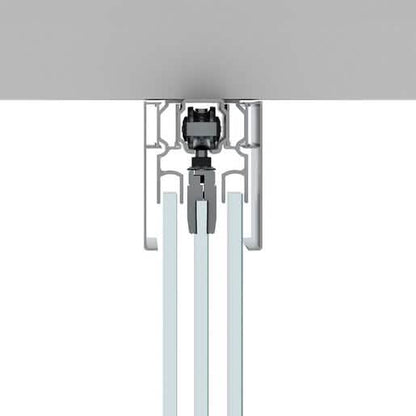 CRL70 Satin Anodized Ceiling Mount Kit: Single Sliding Door, Two Fixed Panels