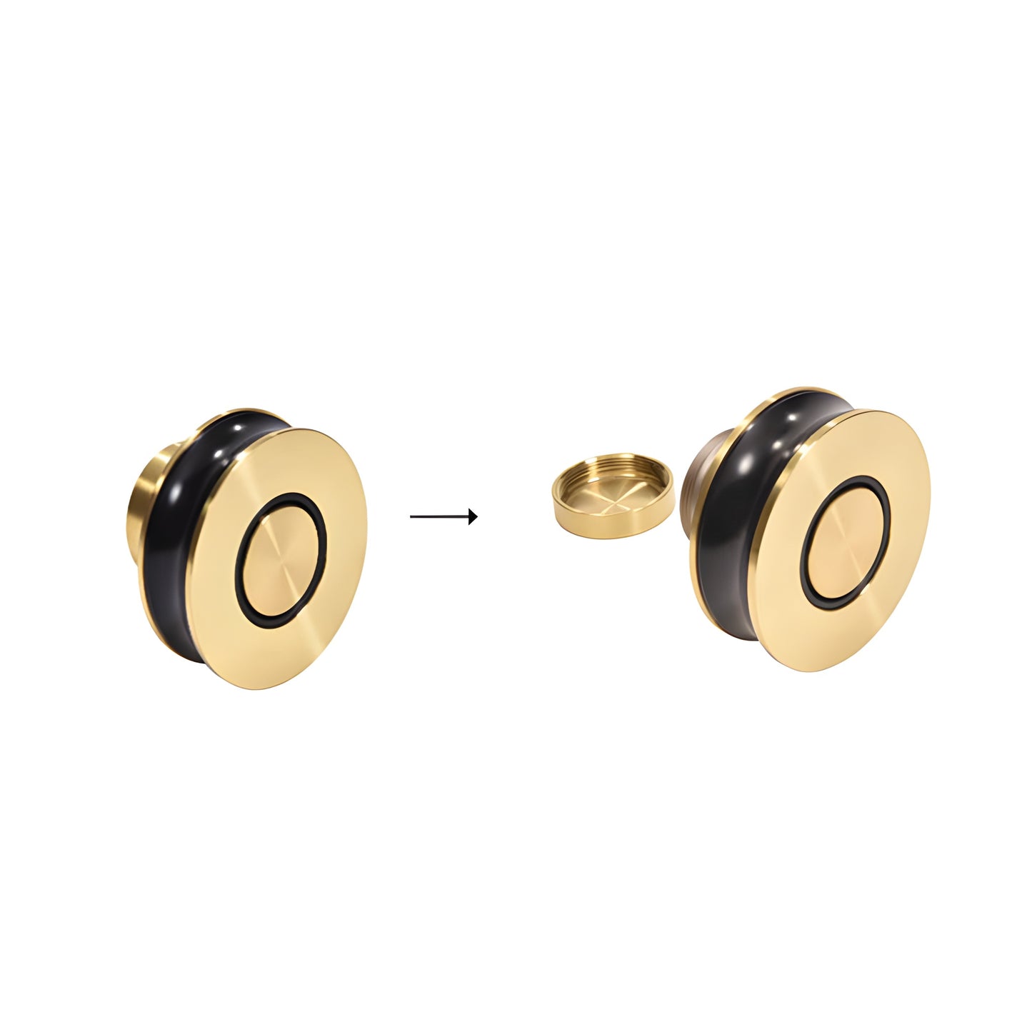 CLN78SB satin brass Colonia sliding glass shower system with circular header, round rollers and white marble tile surround.