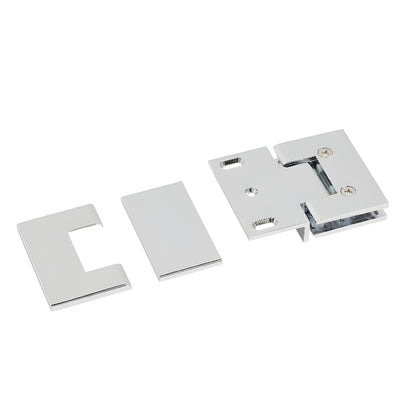 MEL054CH polished chrome square shower door hinge, solid brass, for 8-12mm (5/16-1/2") tempered glass.