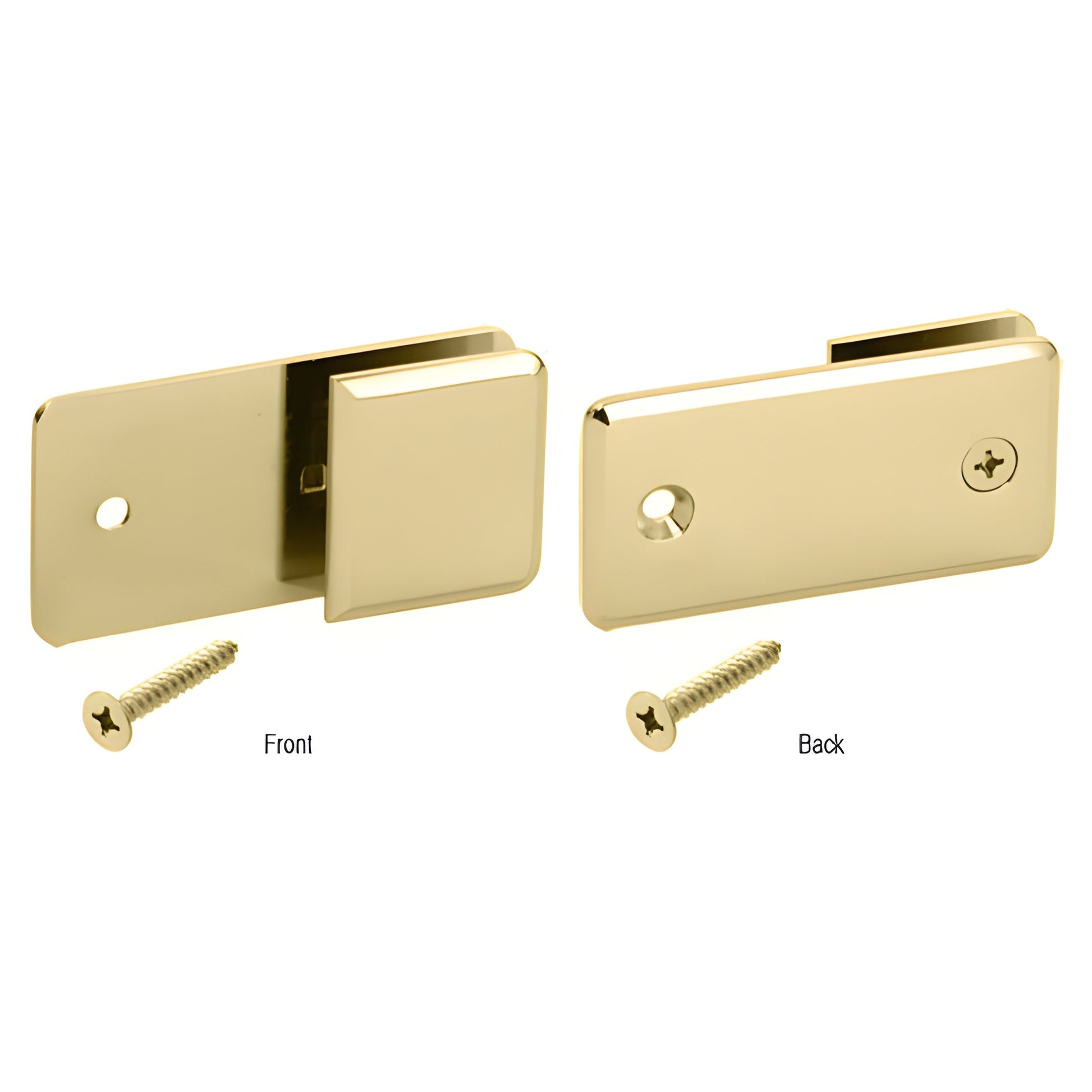 Y clamp SKU BGC182ULBR, unlacquered brass shower glass clamp for 3/8-1/2" tempered glass, solid brass, includes mounting scre