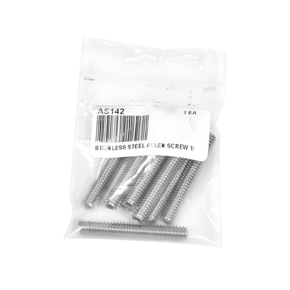 AS142 stainless steel headless Allen screw, 1/4-20 thread, 2 in (51 mm) length