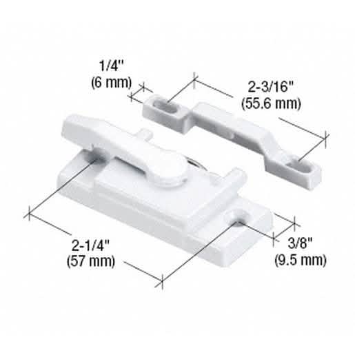 White CRL Sash Lock with Lugs, 2-1/4" Screw Holes, 3/8" Backset - Secure Your Windows