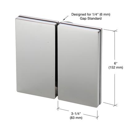 Polished stainless steel MLSP6PS glass-to-glass self-closing hinge for tempered glass gates.