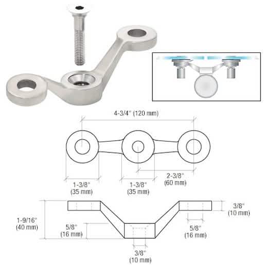 CRL Brushed Stainless Double Arm Post Mount Spider Fitting for Glass Facade Systems