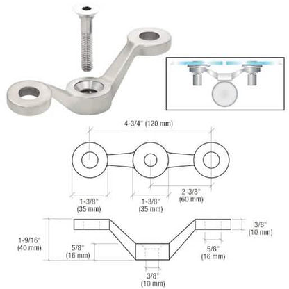 CRL Brushed Stainless Double Arm Post Mount Spider Fitting for Glass Facades