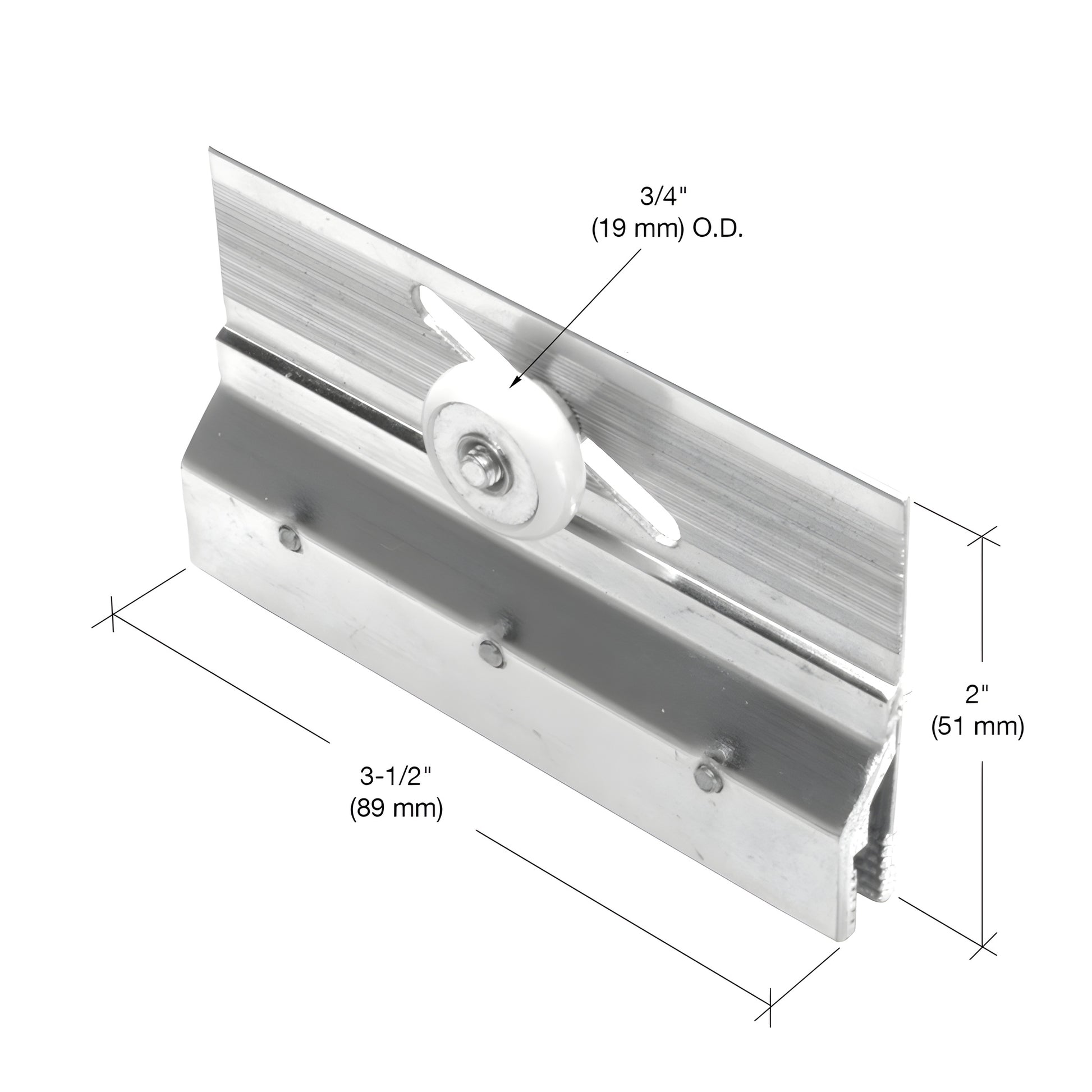 CRLM6053 frameless shower door roller assembly - chrome/aluminum adjustable bracket with white nylon roller.