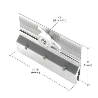 CRLM6053 frameless shower door roller assembly - chrome/aluminum adjustable bracket with white nylon roller.