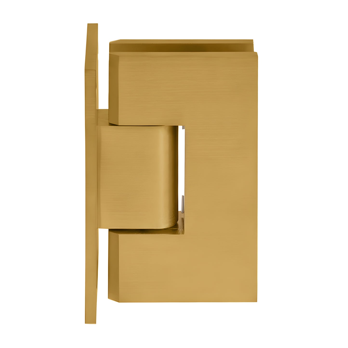 CRL Vienna brass shower hinge, modern gold finish, wall-mount full back plate (SKU V1E037MG)