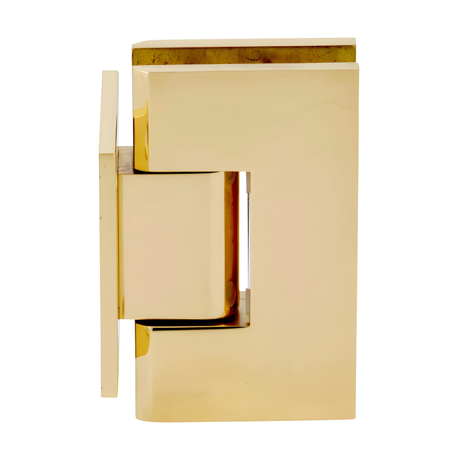 Vienna V1E074ULBR unlacquered brass short-back plate shower hinge for 3/8-1/2" tempered glass, solid brass, squared design