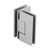 Brushed nickel square Vienna glass-to-glass shower hinge, brass, 90 self-centering (SKU V1E092BN)