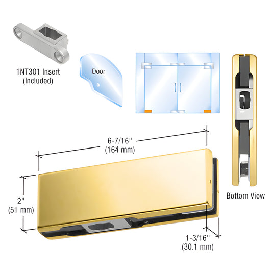 PH10CBR polished brass bottom gate patch fitting for 3/8-1/2 (10-12mm) glass, includes 1NT301 insert and pivot
