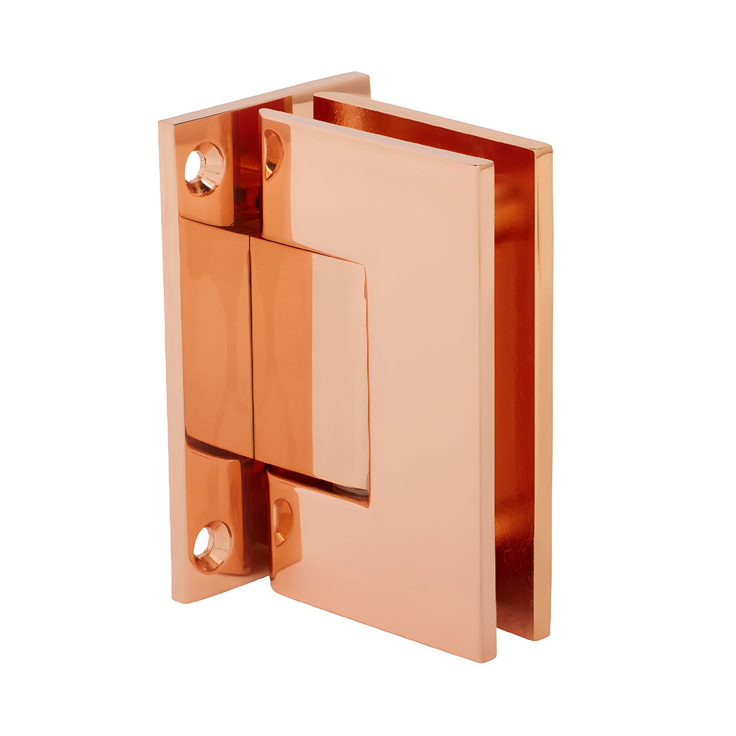 Polished copper brass Geneva shower hinge, wall-mount full back plate for 8-12mm tempered glass (SKU GEN037PC0)