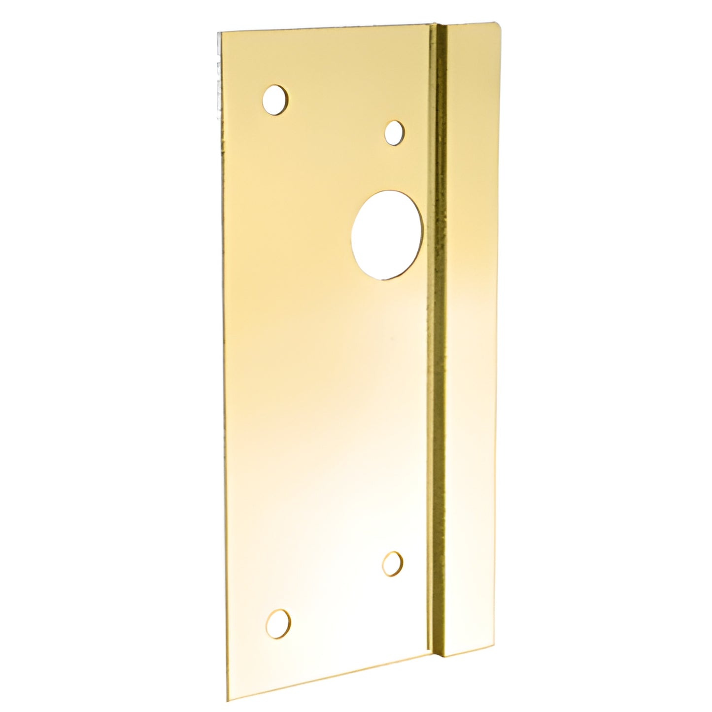 Polished brass center latch guard LG410LPB for 4x10 center lock, left-hand, 10 in tall.