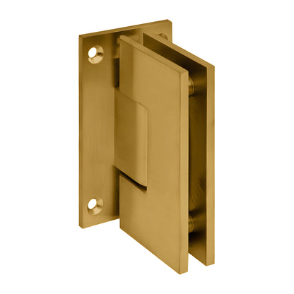 CRL Vienna brass shower hinge, modern gold finish, wall-mount full back plate (SKU V1E037MG)