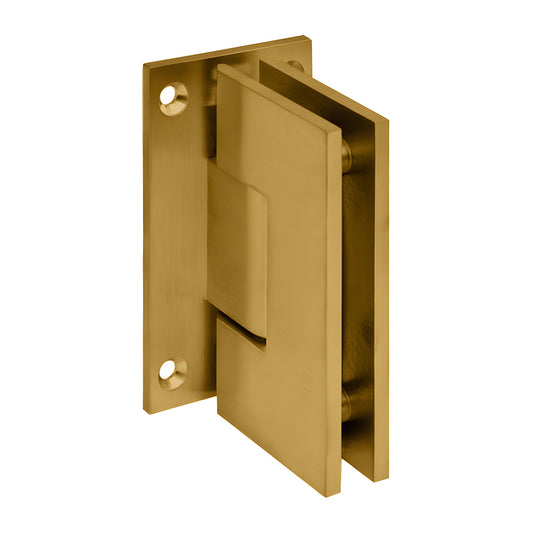 CRL Vienna brass shower hinge, modern gold finish, wall-mount full back plate (SKU V1E037MG)
