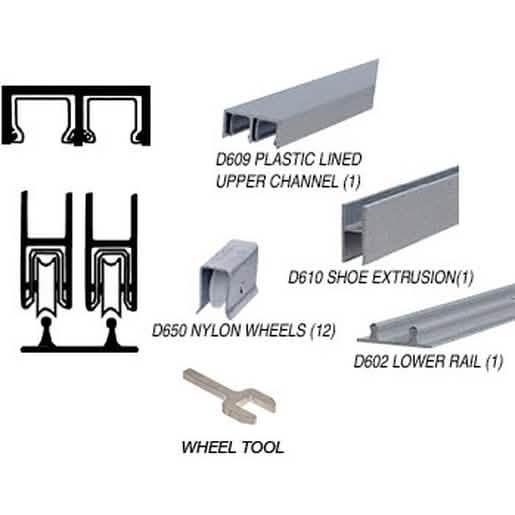 CRL Satin Anodized Track Assembly with Nylon Wheels - Upper D609 & Lower D602 Track