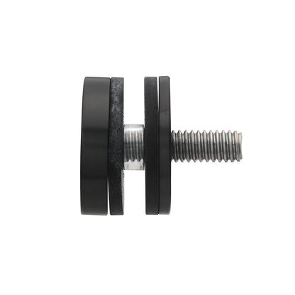 Matte black replacement cap/stud washer for commercial glass door pulls, 1-1/4 in cap, fits 3/8-3/4 in glass