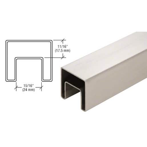 CRL 316 Brushed Stainless Steel Square Cap Rail 1-1/2" x 19'-8" - Durable, Modern Design