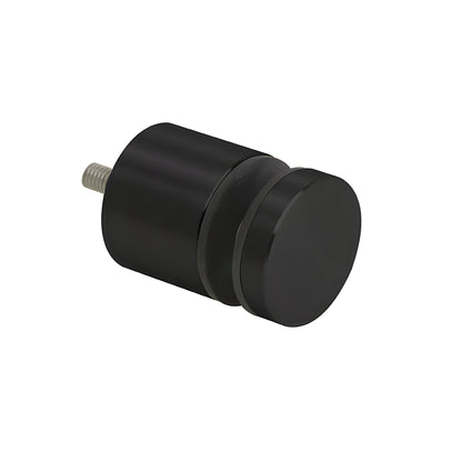 Matte black 2" stainless steel glass rail standoff base and cap with mounting stud (SKU RS0B2134MBL)