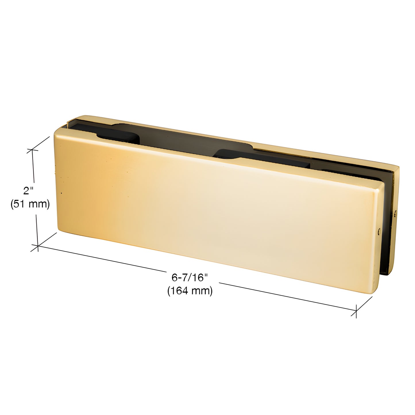 Polished brass EUR Series patch fitting SKU EUR201BR for frameless glass doors; fits 3/8"-1/2" (10-12mm) glass.