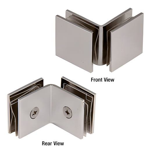 CRL SGC0F90BN 90 brushed nickel open-face glass-to-glass clamp for 3/8-1/2" frameless shower panels