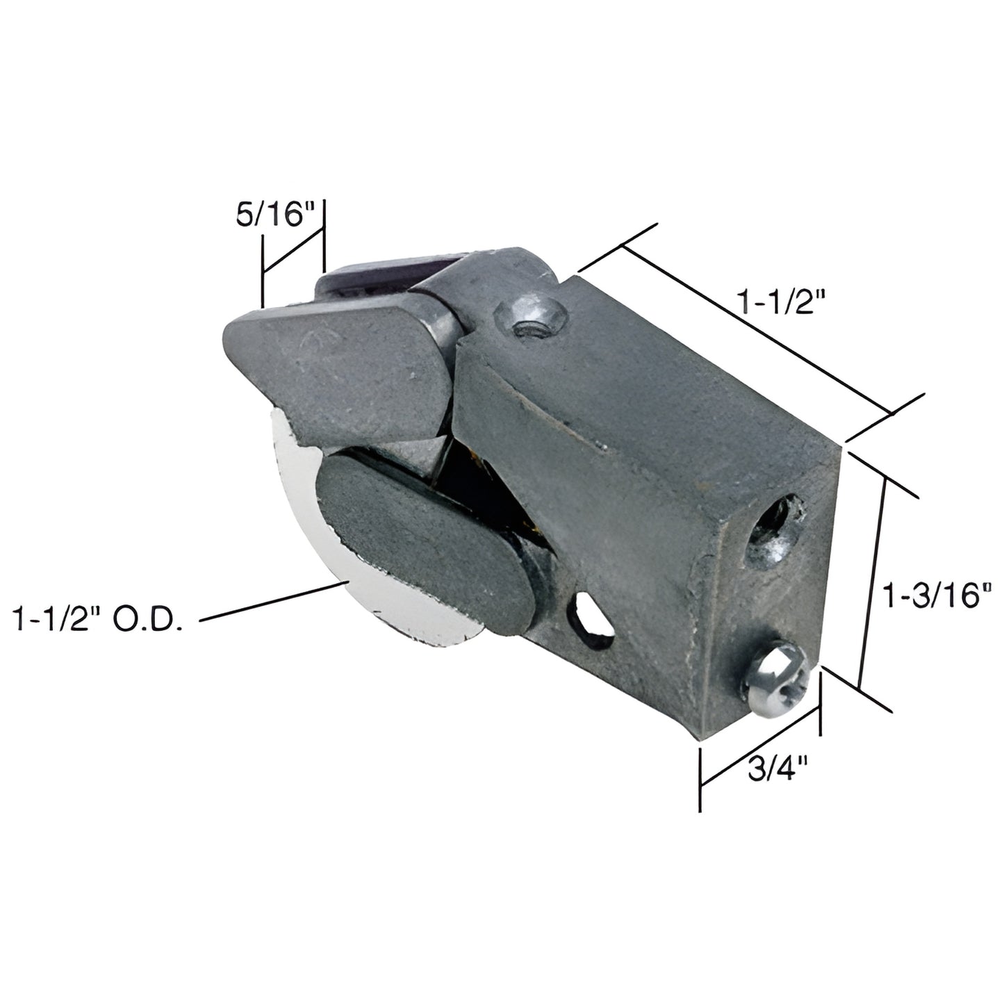 D1621 adjustable sliding glass door roller assembly - aluminum housing, 1-1/2" nylon concave roller, fits Fleetwood/Fullview.
