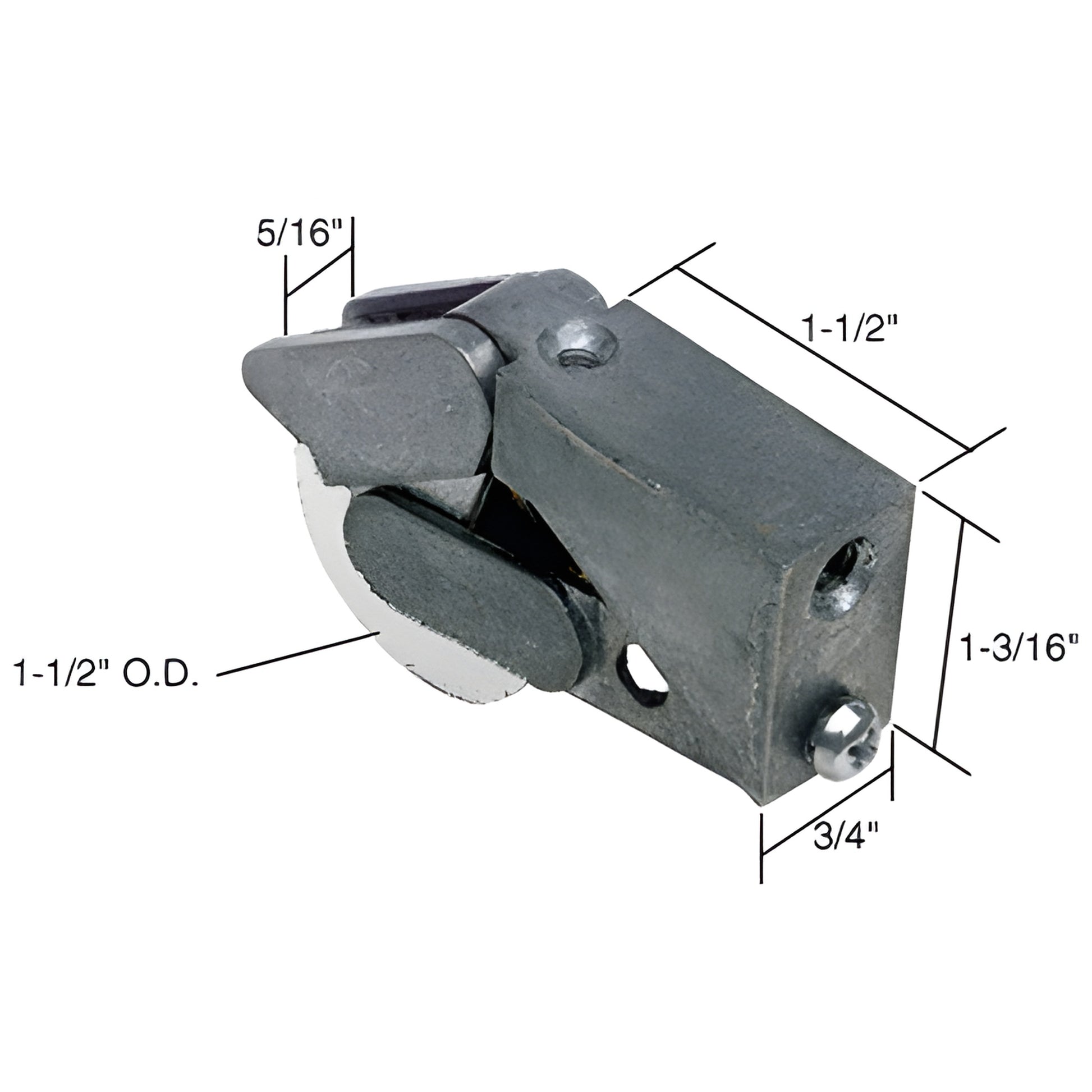 D1621 adjustable sliding glass door roller assembly - aluminum housing, 1-1/2" nylon concave roller, fits Fleetwood/Fullview.