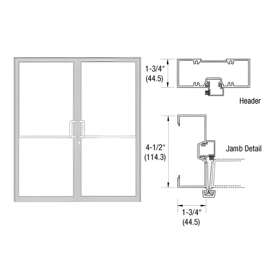 Clear anodized aluminum 72x84 gear-hinge door frame with threshold, double-door elevation and header/jamb detail, SKU 0B42811